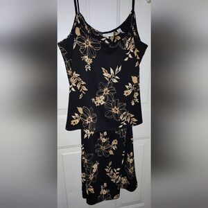 Amanda Smith Floral Black and Tan Skirt & Matching Top Size XL